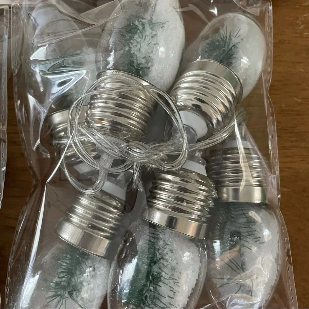 2 NWT packages LED Christmas snow globe bulb light snow trees decor